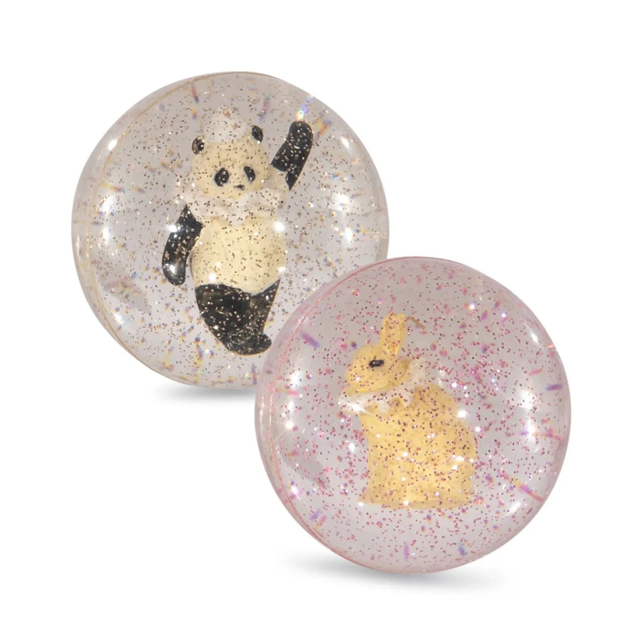 Konges Slojd - Piłeczka kauczukowa z figurką 2-pak - bunny/panda